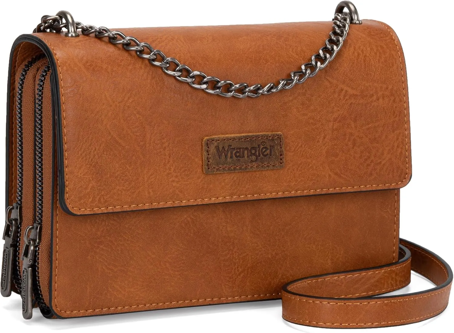 Wrangler Flap Crossbody Purse for Women Shoulder Bag Vintage Wallets with Chain Strap