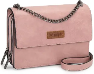 Wrangler Flap Crossbody Purse for Women Shoulder Bag Vintage Wallets with Chain Strap