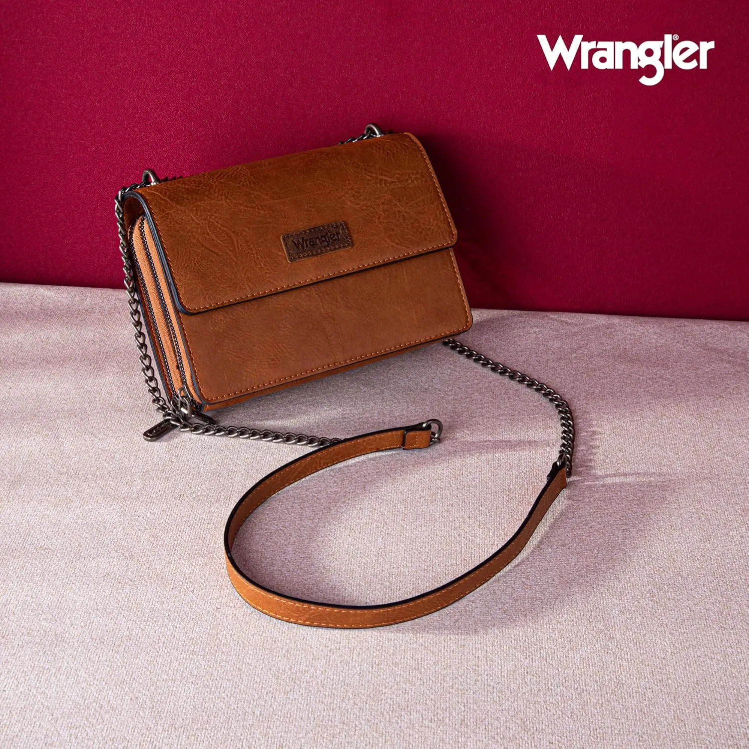 Wrangler Flap Crossbody Purse for Women Shoulder Bag Vintage Wallets with Chain Strap