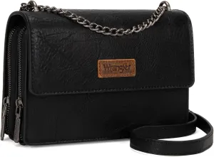 Wrangler Flap Crossbody Purse for Women Shoulder Bag Vintage Wallets with Chain Strap