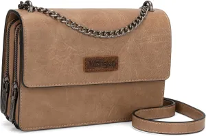 Wrangler Flap Crossbody Purse for Women Shoulder Bag Vintage Wallets with Chain Strap