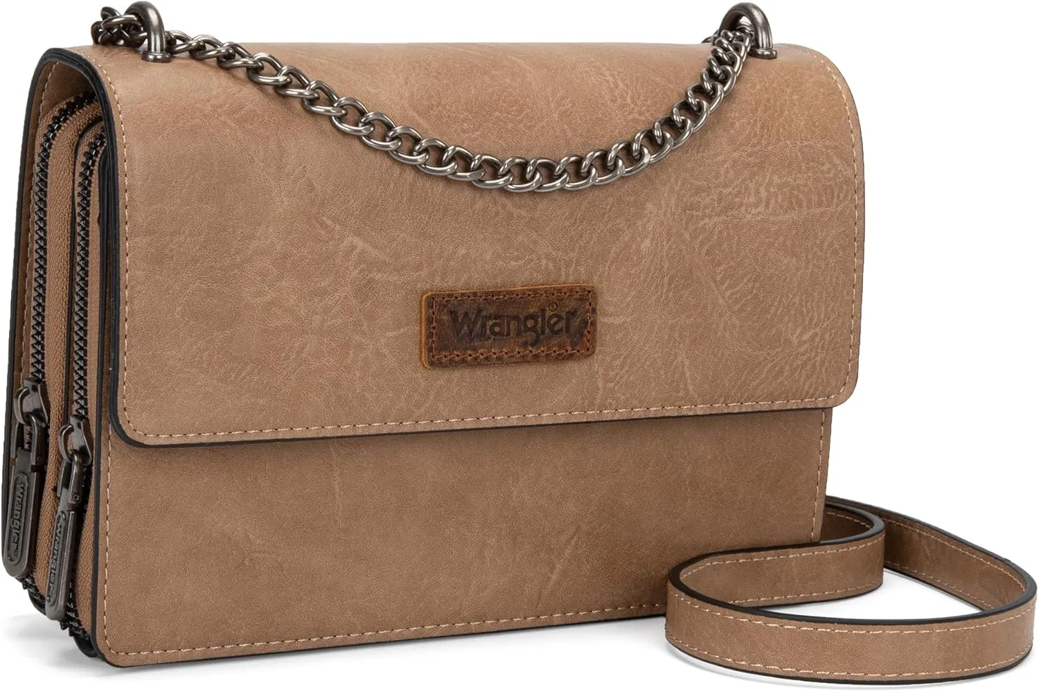 Wrangler Flap Crossbody Purse for Women Shoulder Bag Vintage Wallets with Chain Strap