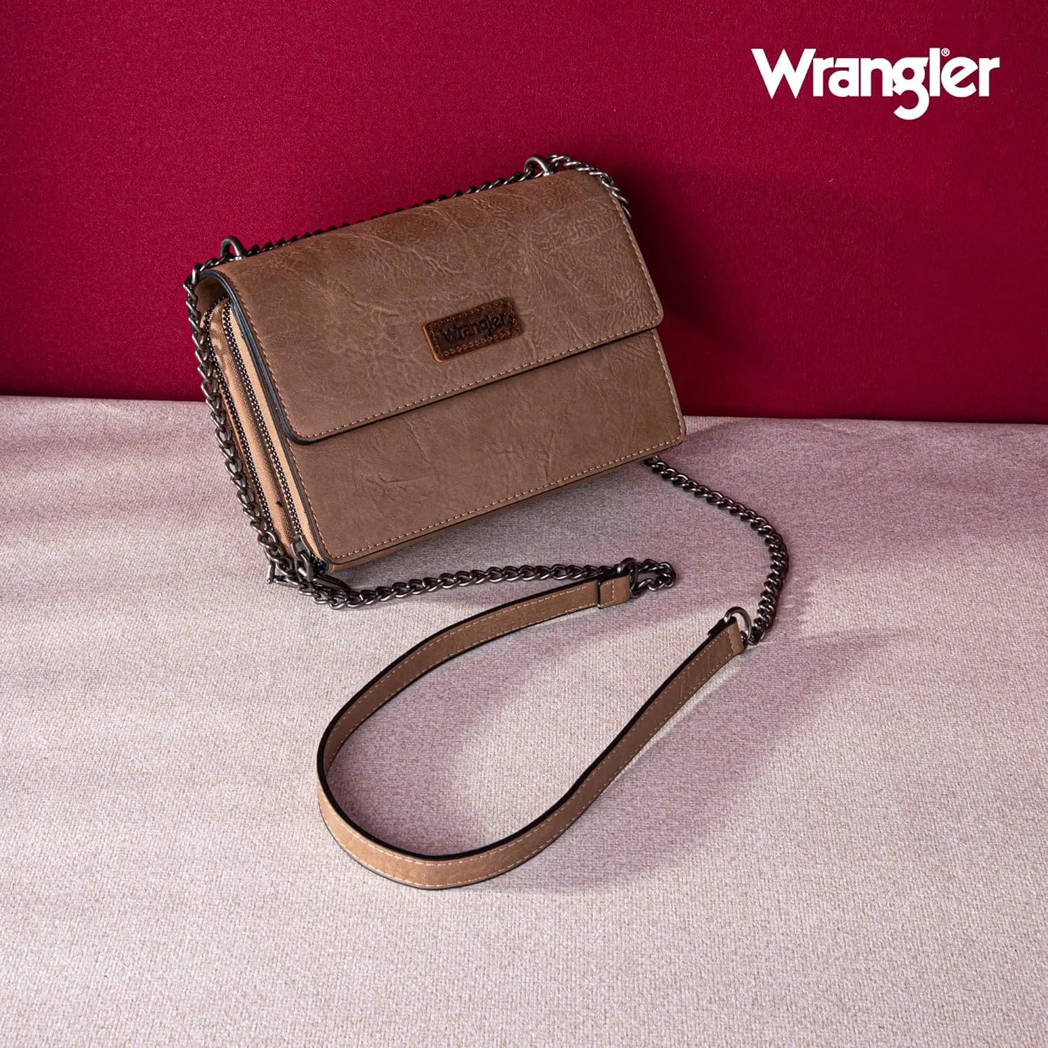 Wrangler Flap Crossbody Purse for Women Shoulder Bag Vintage Wallets with Chain Strap
