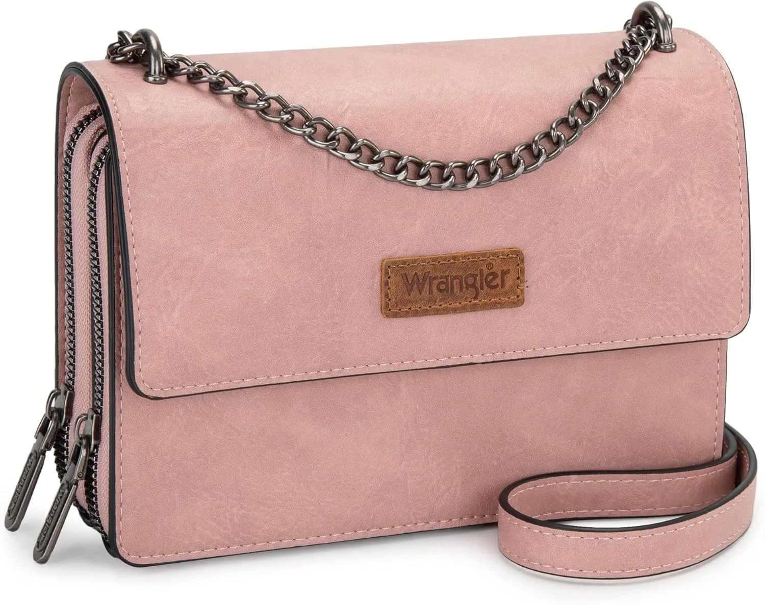 Wrangler Flap Crossbody Purse for Women Shoulder Bag Vintage Wallets with Chain Strap