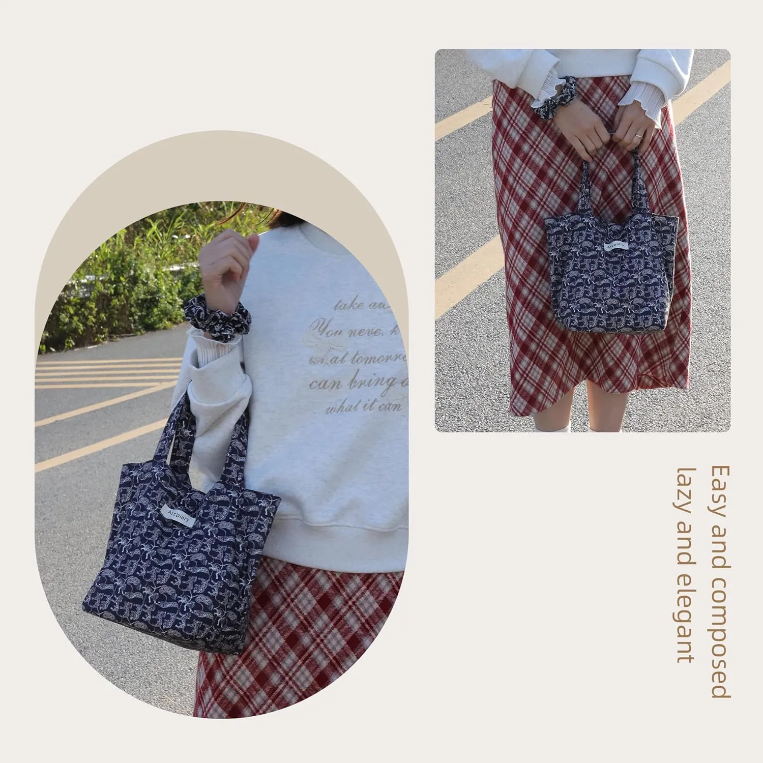 Wrist Bags for Women, Clutch Top Handle Bag, Soft, Portable Small Tote Purse Handbag Pouch, Paired with Scrunchies