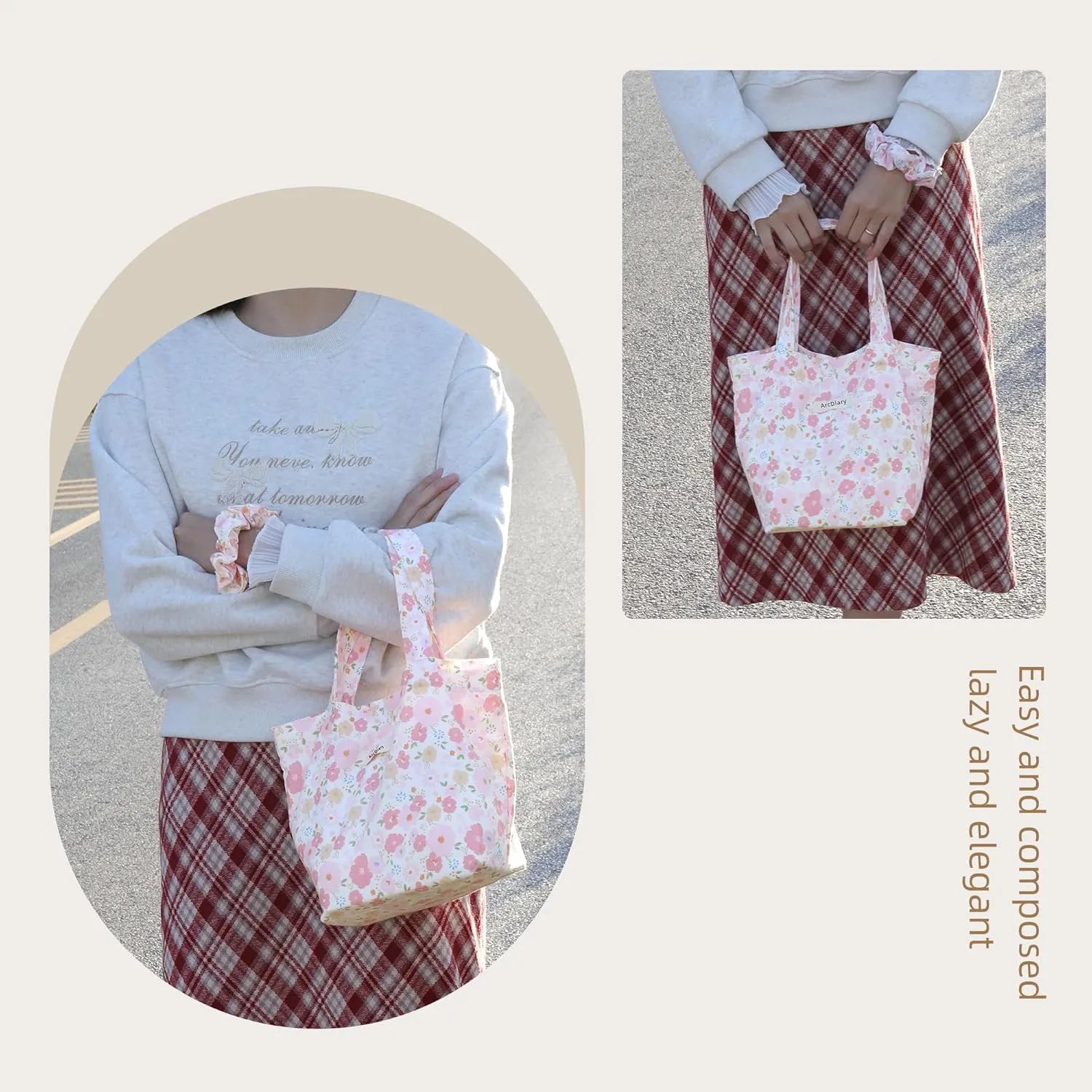 Wrist Bags for Women, Clutch Top Handle Bag, Soft, Portable Small Tote Purse Handbag Pouch, Paired with Scrunchies