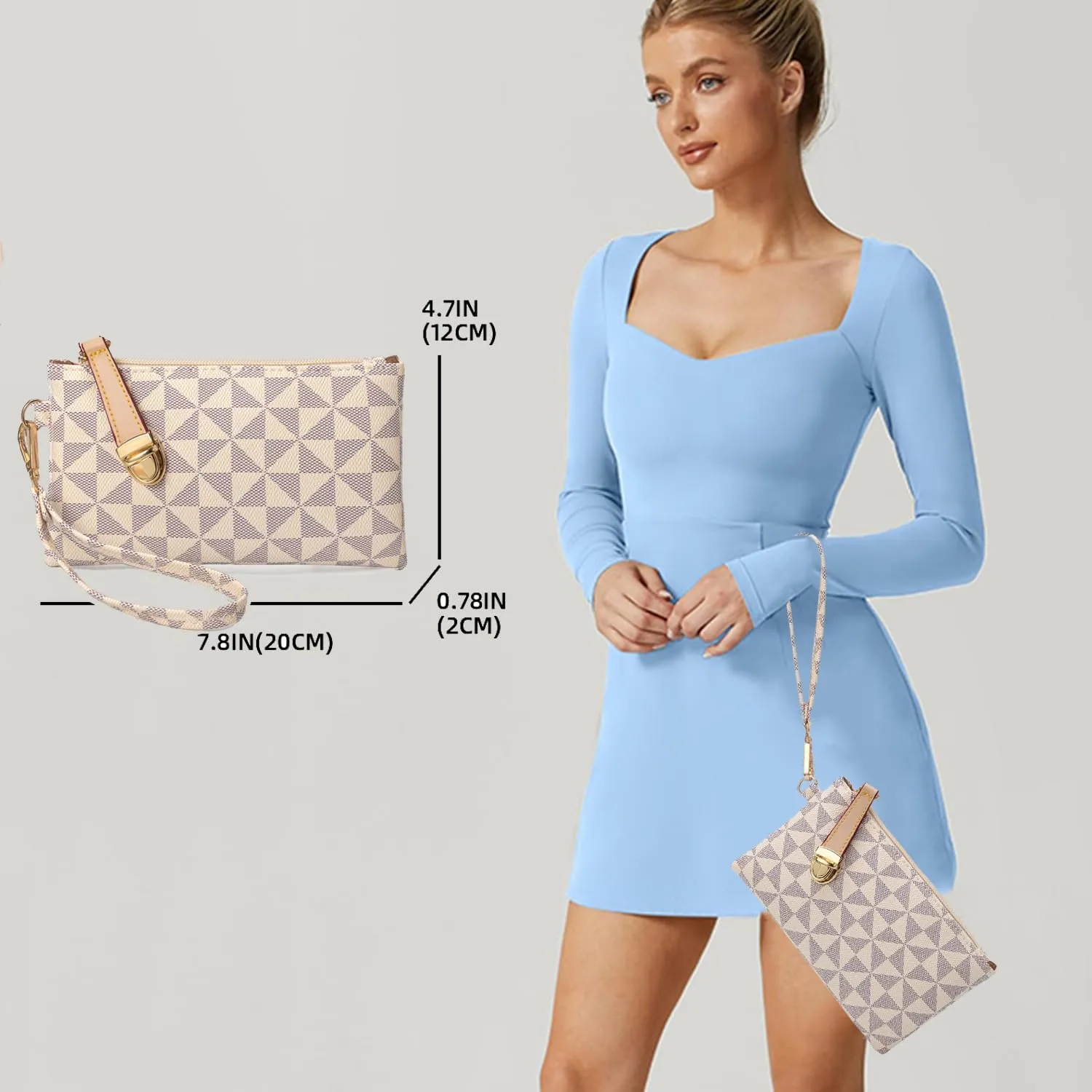 Wristlet Wallets for Women - Small Clutch Purse Leather Handbag with Wrist Strap Large Capacity for Cards/Keys/Phone