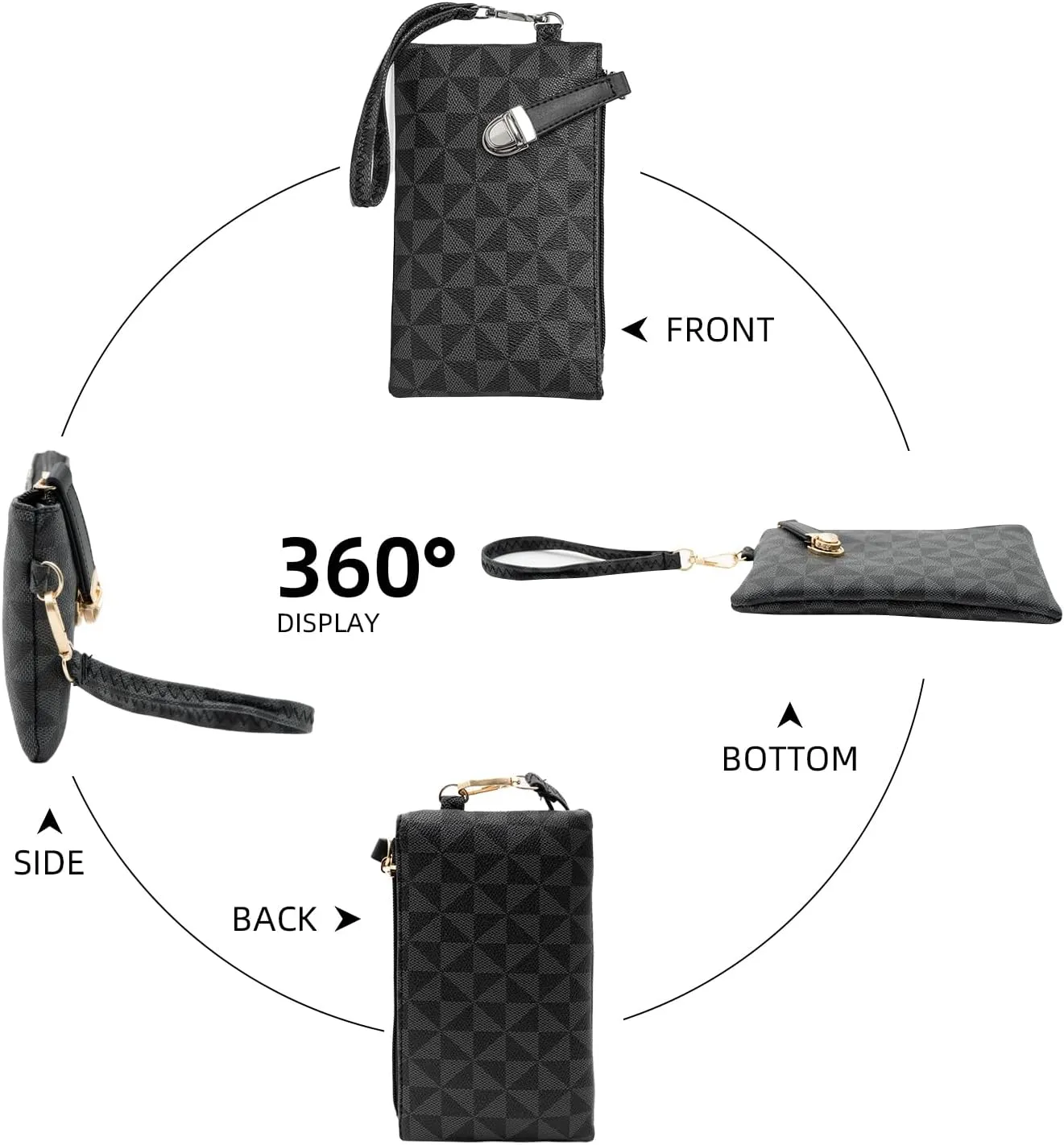 Wristlet Wallets for Women - Small Clutch Purse Leather Handbag with Wrist Strap Large Capacity for Cards/Keys/Phone