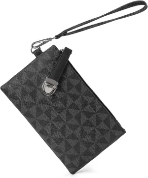 Wristlet Wallets for Women - Small Clutch Purse Leather Handbag with Wrist Strap Large Capacity for Cards/Keys/Phone