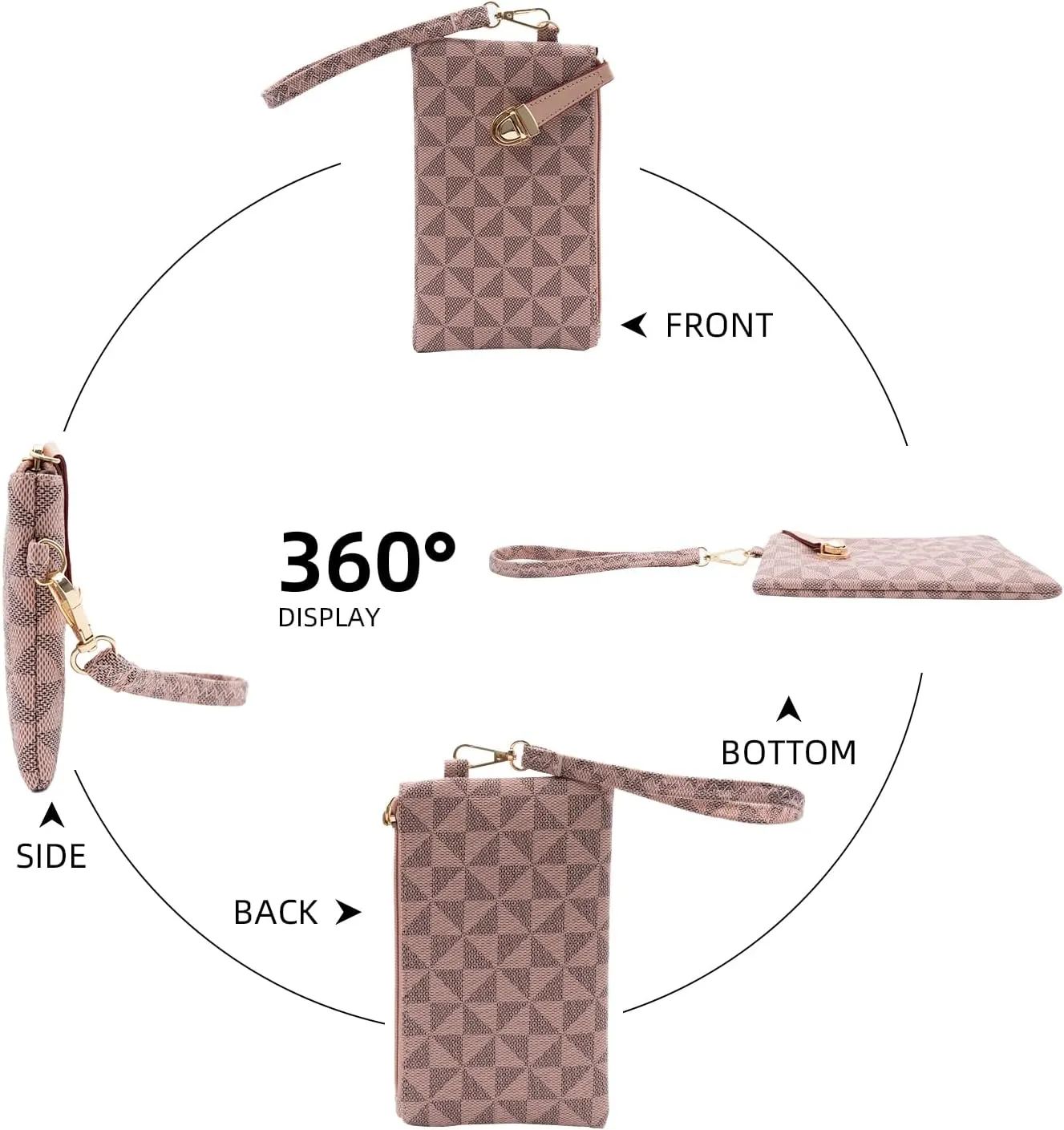 Wristlet Wallets for Women - Small Clutch Purse Leather Handbag with Wrist Strap Large Capacity for Cards/Keys/Phone