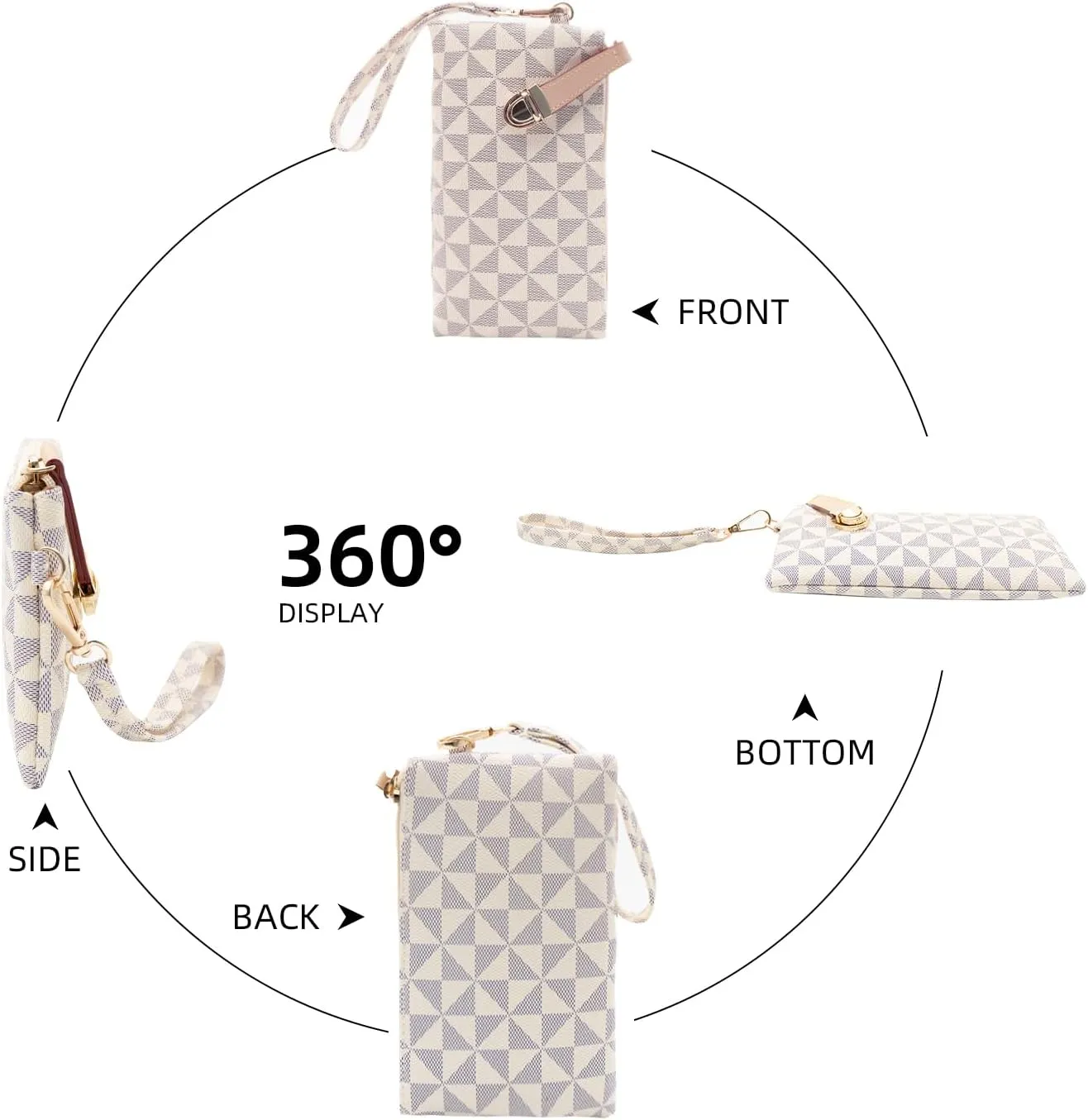 Wristlet Wallets for Women - Small Clutch Purse Leather Handbag with Wrist Strap Large Capacity for Cards/Keys/Phone