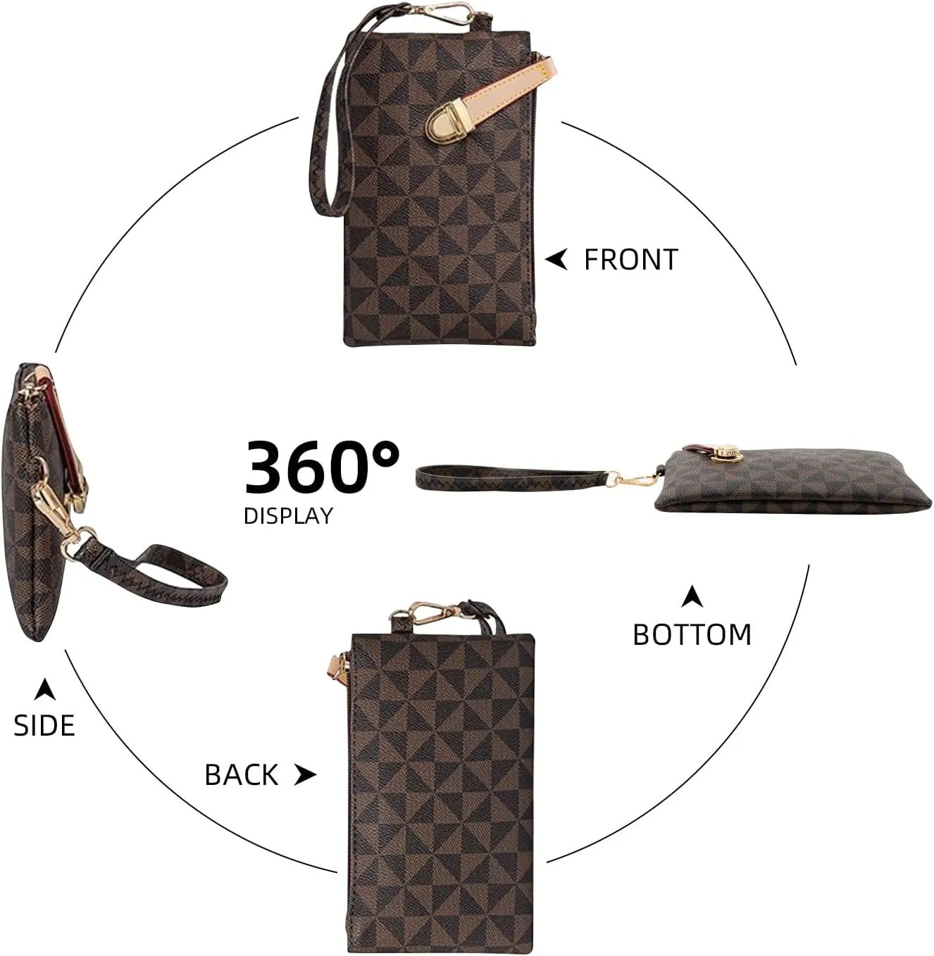 Wristlet Wallets for Women - Small Clutch Purse Leather Handbag with Wrist Strap Large Capacity for Cards/Keys/Phone