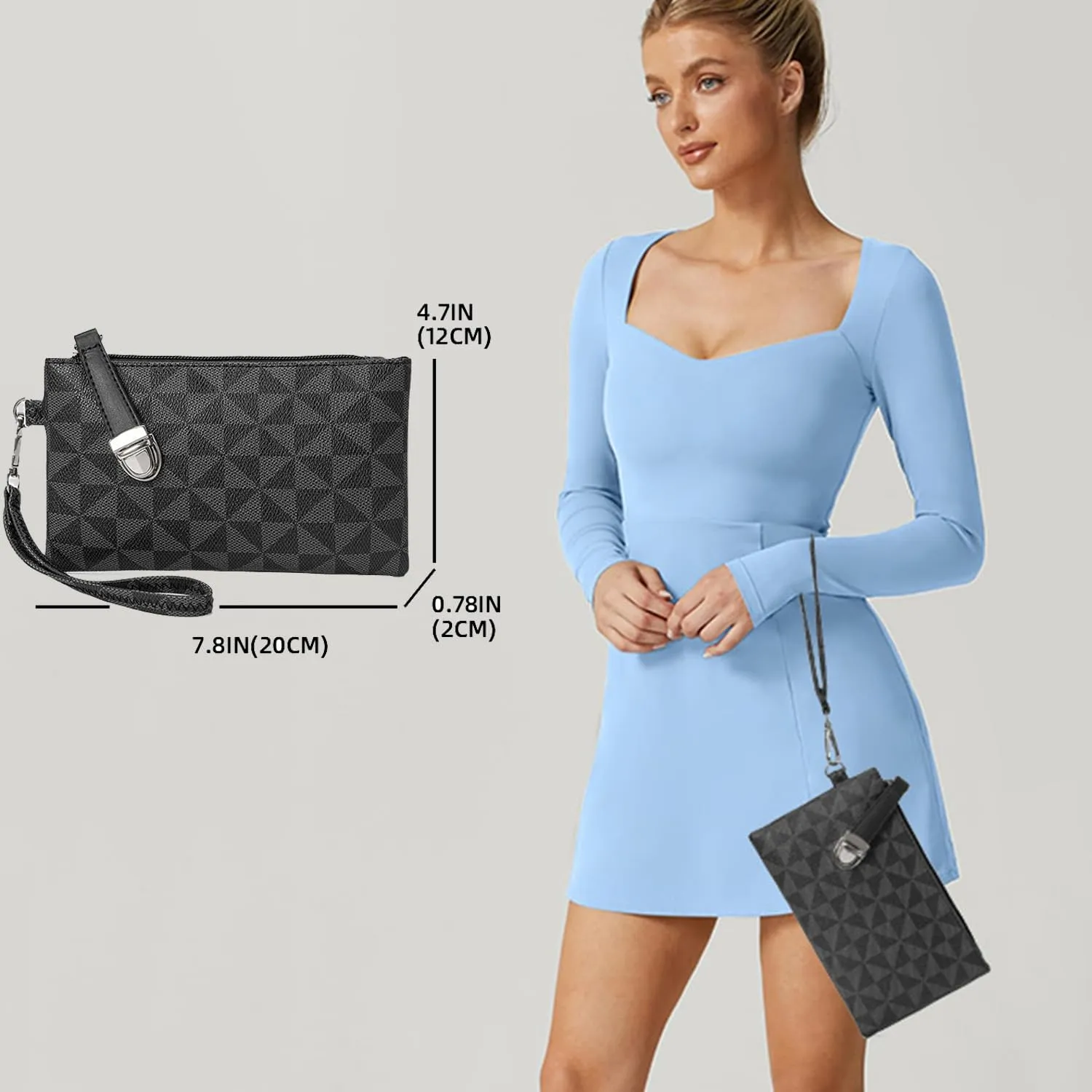 Wristlet Wallets for Women - Small Clutch Purse Leather Handbag with Wrist Strap Large Capacity for Cards/Keys/Phone