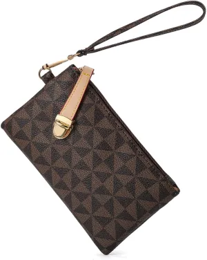 Wristlet Wallets for Women - Small Clutch Purse Leather Handbag with Wrist Strap Large Capacity for Cards/Keys/Phone