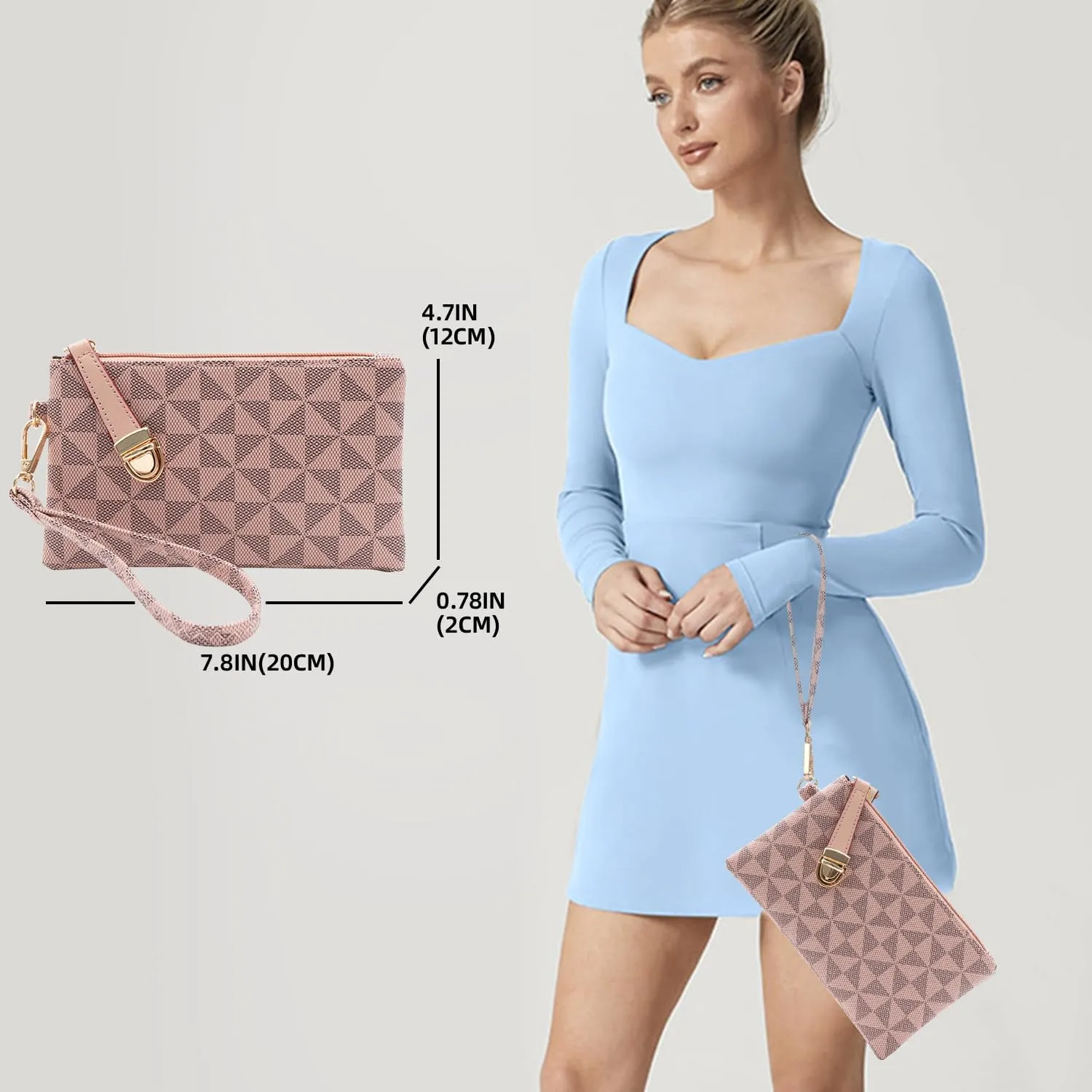 Wristlet Wallets for Women - Small Clutch Purse Leather Handbag with Wrist Strap Large Capacity for Cards/Keys/Phone