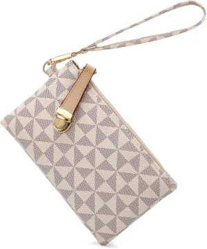 Wristlet Wallets for Women - Small Clutch Purse Leather Handbag with Wrist Strap Large Capacity for Cards/Keys/Phone