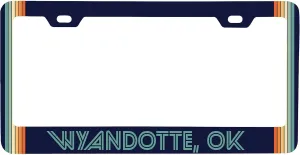 Wyandotte Oklahoma Car Metal License Plate Frame Retro Design