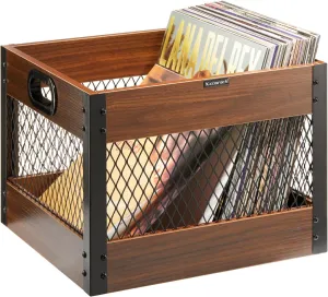 X-cosrack Vinyl Record Storage Crate, Wooden LP Album Shelf Vinyl Storage Cube Organizer Box
