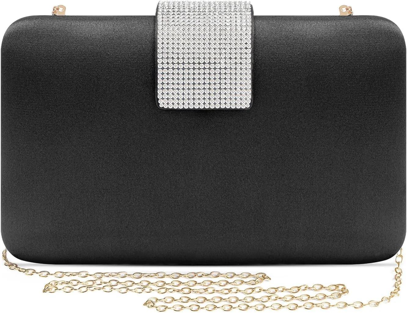 XXGJOALD-Mulian LilY Gold Satin Rhinestones Evening Bags Party Bridal Clutch Purse For Women Prom Clutch