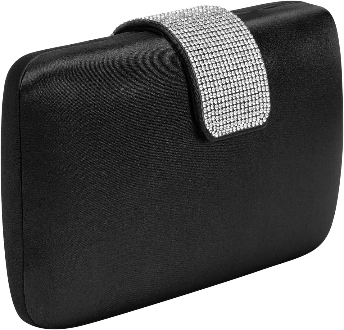 XXGJOALD-Mulian LilY Gold Satin Rhinestones Evening Bags Party Bridal Clutch Purse For Women Prom Clutch
