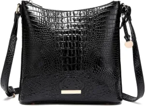 XXGJOALD-Shoulder Crocodile Flat Handbags for Women trendy Ladies Shoulder Bag Embossed Pattern Leather Crossbody Purse