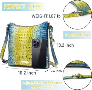 XXGJOALD-Shoulder Crocodile Flat Handbags for Women trendy Ladies Shoulder Bag Embossed Pattern Leather Crossbody Purse