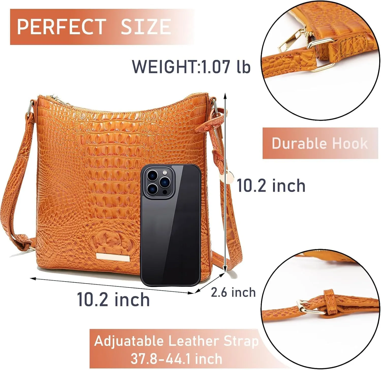XXGJOALD-Shoulder Crocodile Flat Handbags for Women trendy Ladies Shoulder Bag Embossed Pattern Leather Crossbody Purse