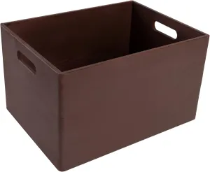 XXL Brown Wooden Crate Nesting Crate Handles | 15.35 x 11.41 x 9.5 in | Large Display Storage Box Multi-Craft Caddy Nesting Crate | Natural Wood Rustic Plain | Country Decor