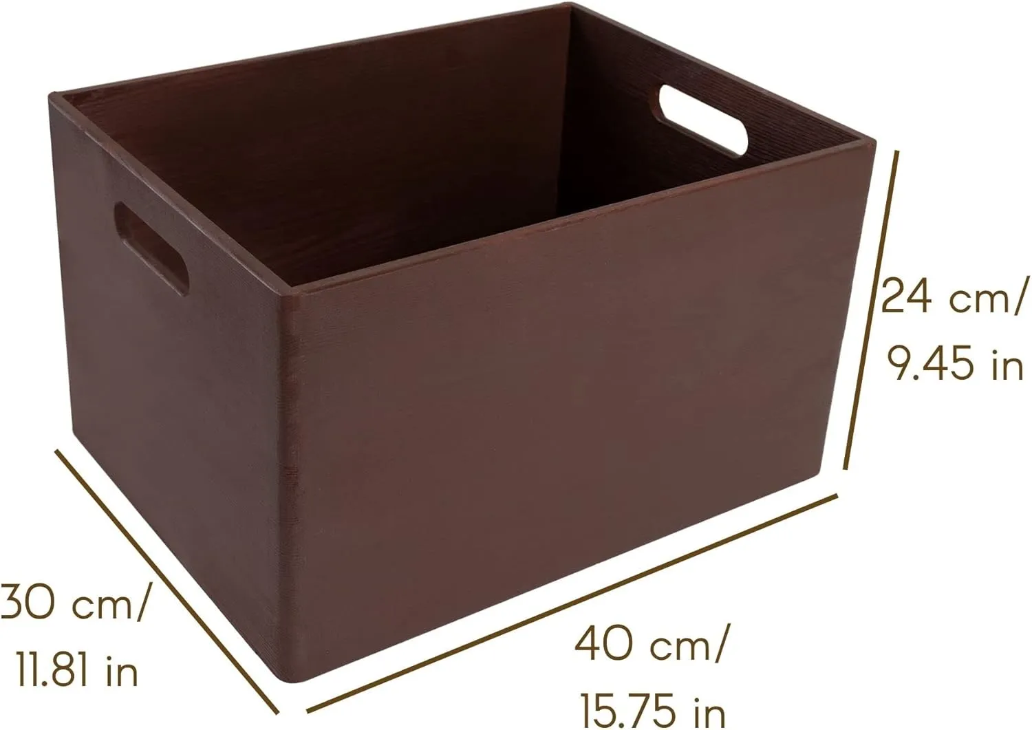 XXL Brown Wooden Crate Nesting Crate Handles | 15.35 x 11.41 x 9.5 in | Large Display Storage Box Multi-Craft Caddy Nesting Crate | Natural Wood Rustic Plain | Country Decor