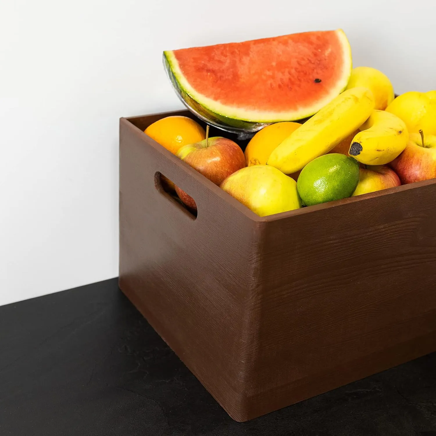 XXL Brown Wooden Crate Nesting Crate Handles | 15.35 x 11.41 x 9.5 in | Large Display Storage Box Multi-Craft Caddy Nesting Crate | Natural Wood Rustic Plain | Country Decor
