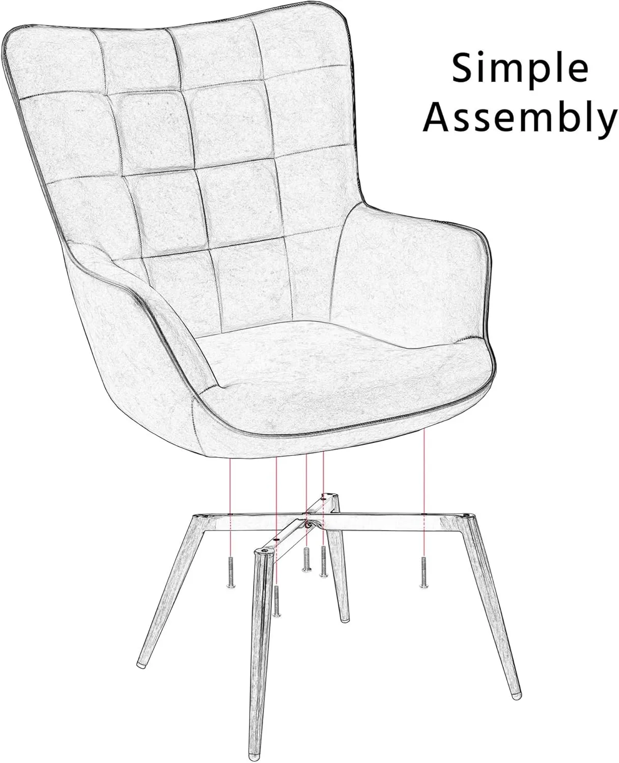 Yaheetech Faux Leather Chair Upholstered Living Room Chairs Accent Armchair with Tapered Legs Tufted Sofa Chairs for Home Office/Dining Room/Bedroom Grey, Set of 2