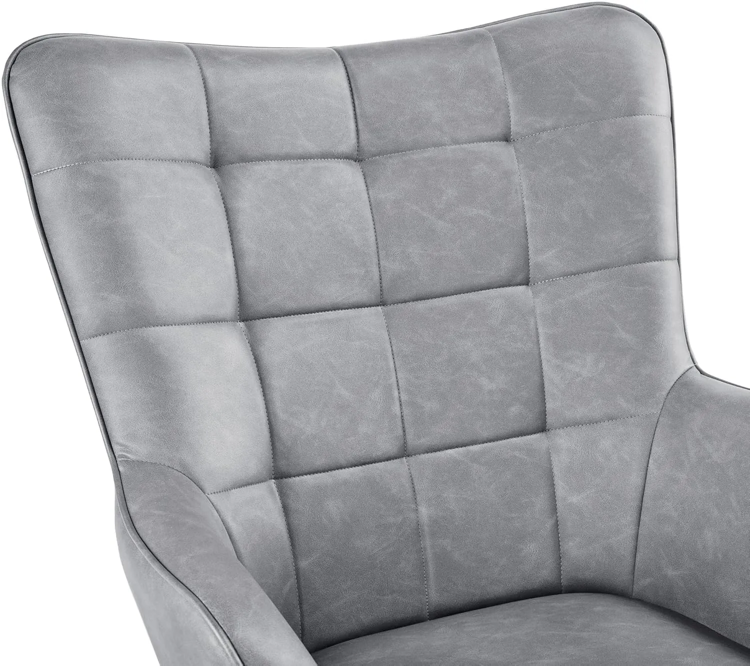 Yaheetech Faux Leather Chair Upholstered Living Room Chairs Accent Armchair with Tapered Legs Tufted Sofa Chairs for Home Office/Dining Room/Bedroom Grey, Set of 2