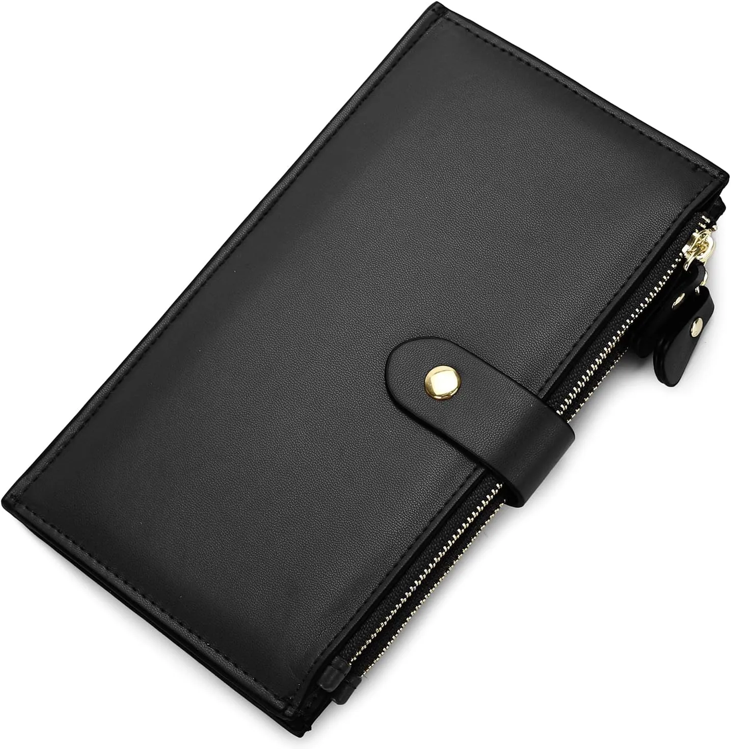 YALUXE Leather Wallets for Women Double Zipper Pockets Phone Holder 22 Card Slots Organizer Billfold with ID Window
