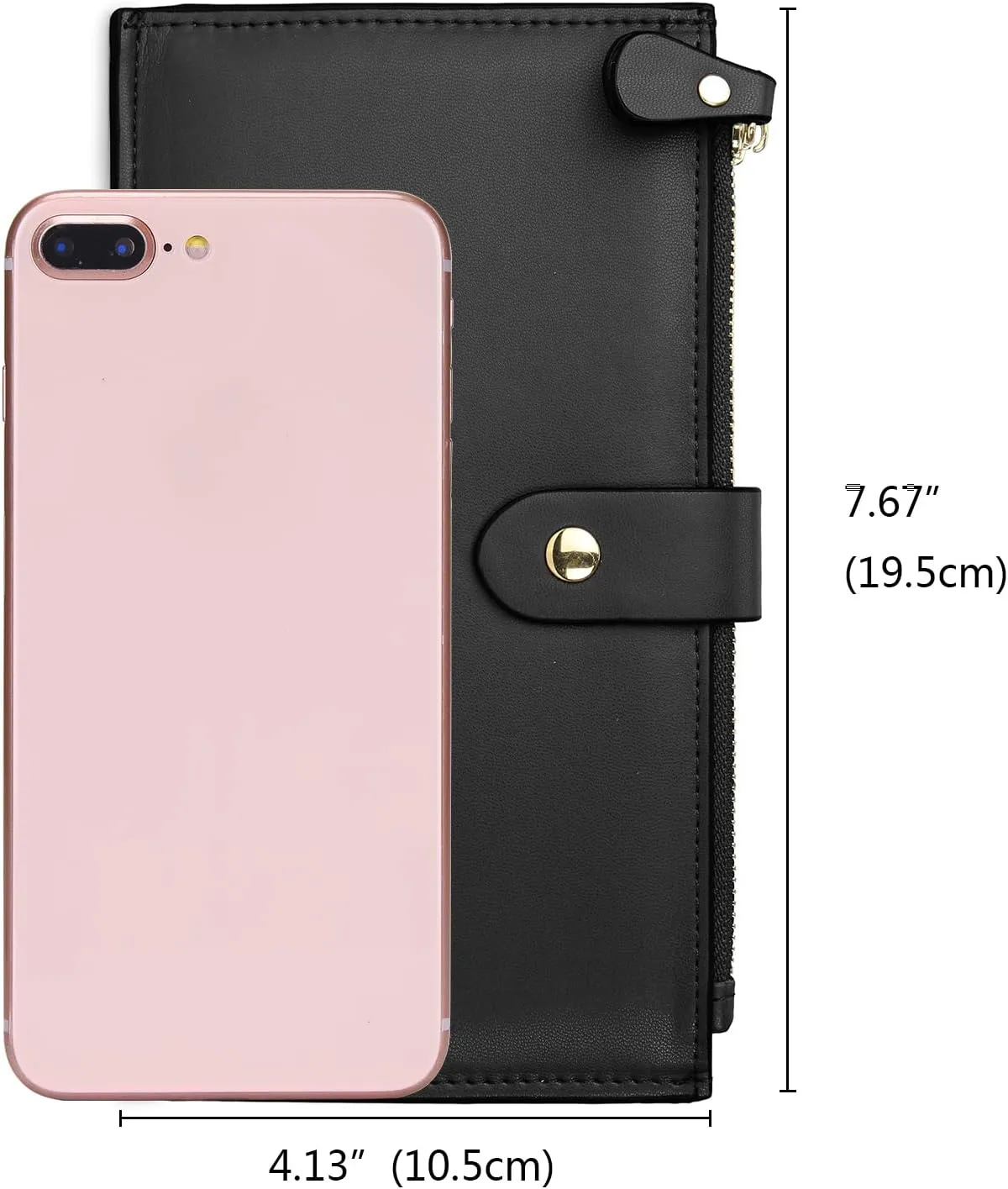 YALUXE Leather Wallets for Women Double Zipper Pockets Phone Holder 22 Card Slots Organizer Billfold with ID Window