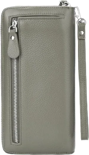 YALUXE Real Leather Zip Around Wallets for Women Wristlet Handbag Cell Phone Purse Card Holder RFID Blocking Protection