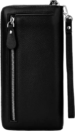 YALUXE Real Leather Zip Around Wallets for Women Wristlet Handbag Cell Phone Purse Card Holder RFID Blocking Protection