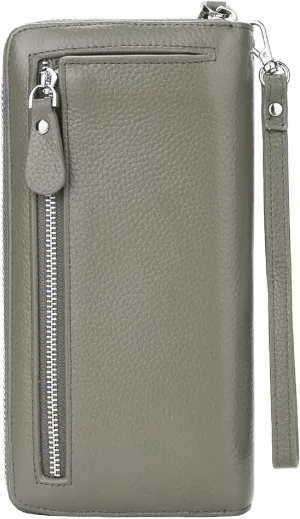 YALUXE Real Leather Zip Around Wallets for Women Wristlet Handbag Cell Phone Purse Card Holder RFID Blocking Protection