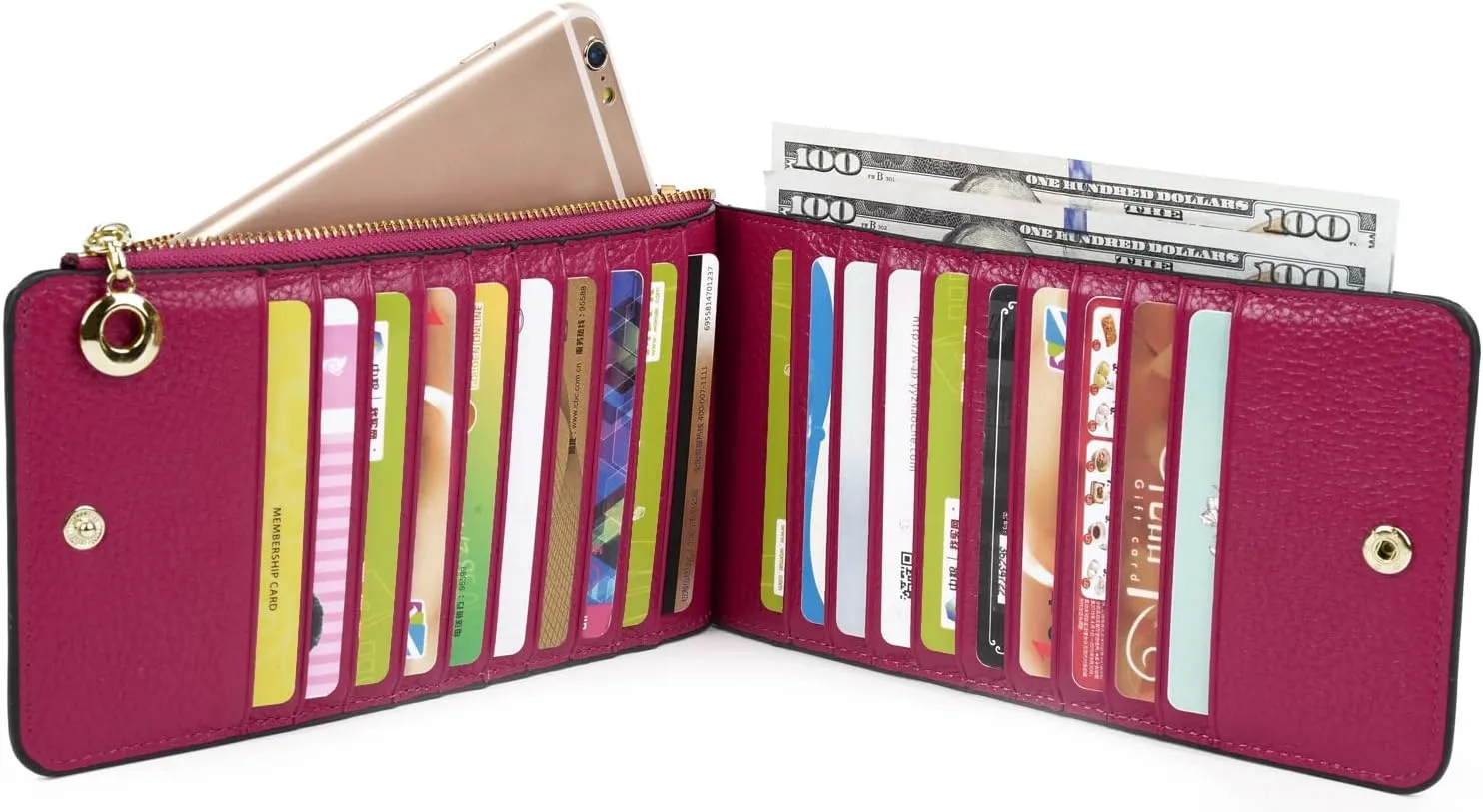 YALUXE Women's RFID Blocking Genuine Leather Wallets Cell Phone Pocket Card Holder Organizer Coin Purse with Zipper Pocket