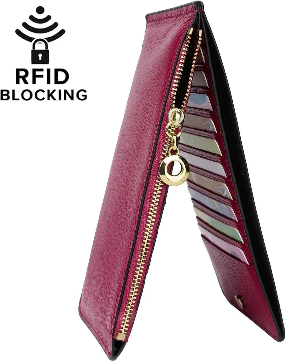 YALUXE Women's RFID Blocking Genuine Leather Wallets Cell Phone Pocket Card Holder Organizer Coin Purse with Zipper Pocket