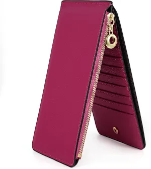 YALUXE Women's RFID Blocking Genuine Leather Wallets Cell Phone Pocket Card Holder Organizer Coin Purse with Zipper Pocket