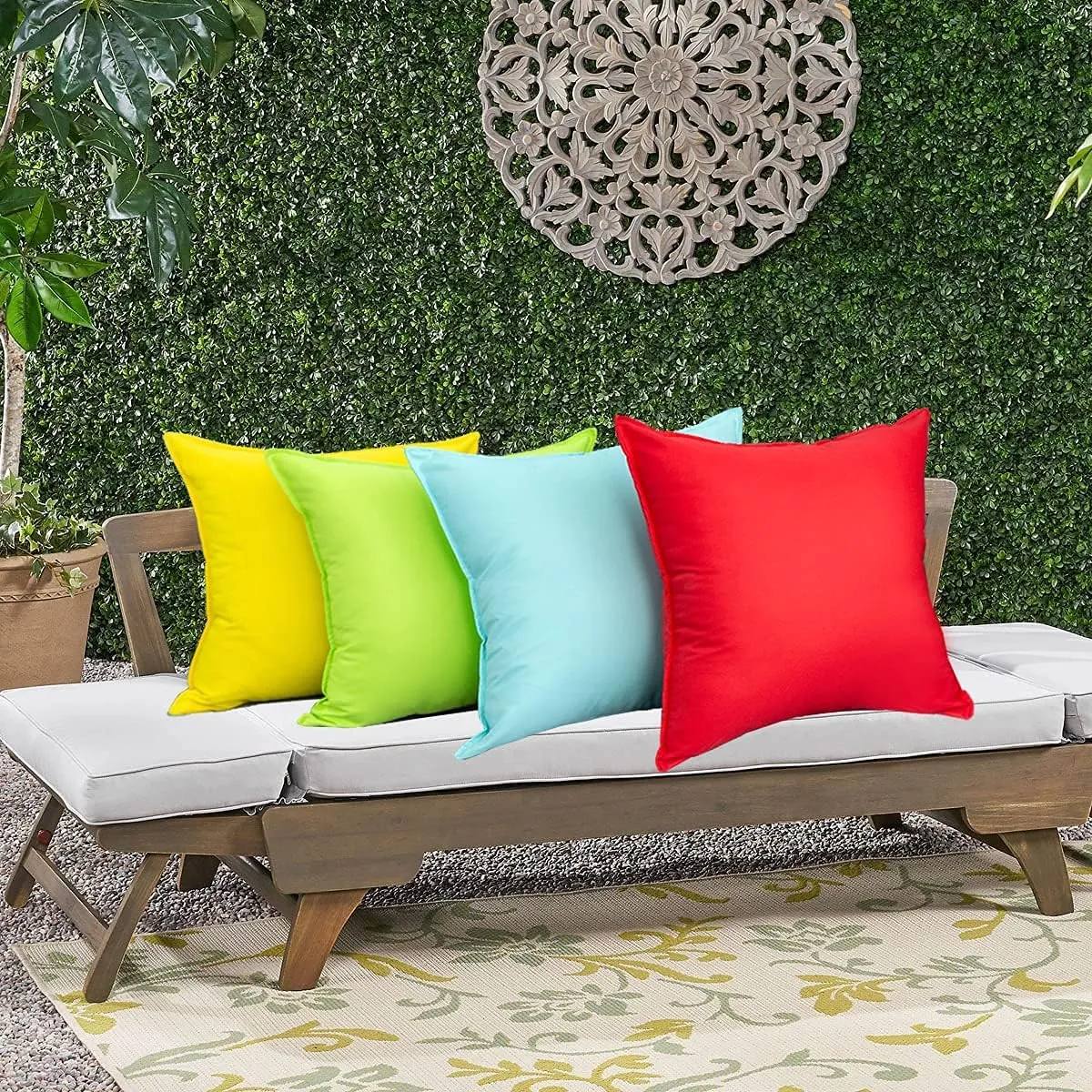 Yellow Outdoor Pillow Covers 20X20 Inch, Sunbrella Waterproof Throw Pillow Covers, Durable Vibrant Square Decorative Cushion Cases for Patio Furniture, Garden, Tent Couch, 2 PCs