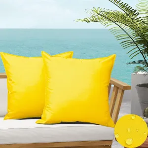Yellow Outdoor Pillow Covers 20X20 Inch, Sunbrella Waterproof Throw Pillow Covers, Durable Vibrant Square Decorative Cushion Cases for Patio Furniture, Garden, Tent Couch, 2 PCs