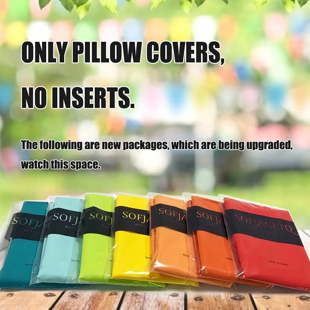 Yellow Outdoor Pillow Covers 20X20 Inch, Sunbrella Waterproof Throw Pillow Covers, Durable Vibrant Square Decorative Cushion Cases for Patio Furniture, Garden, Tent Couch, 2 PCs
