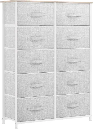 YITAHOME 10 Drawers Dresser, Fabric Dresser for Living Room, Tall Chest Organizer Unit for Living Room, Hallway