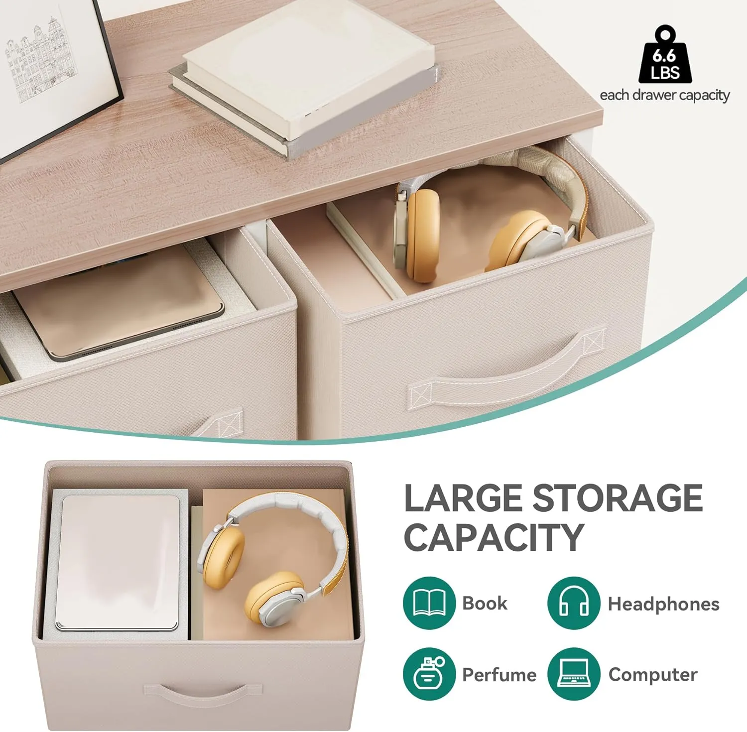 YITAHOME Dresser for Bedroom with 9 Drawers - Organizer Unit for Living Room, Hallway, Closets (Cream White)