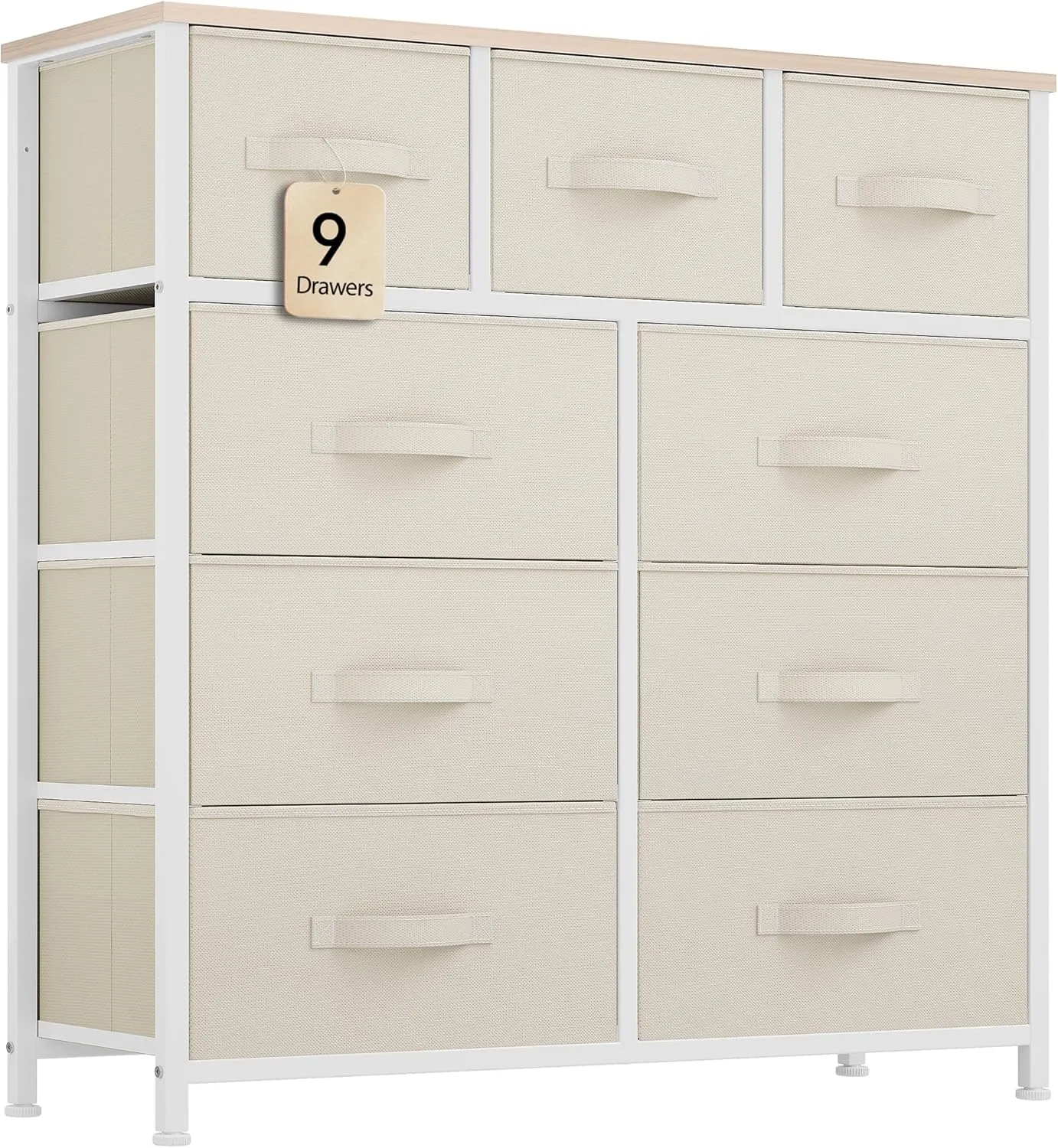 YITAHOME Dresser for Bedroom with 9 Drawers - Organizer Unit for Living Room, Hallway, Closets (Cream White)