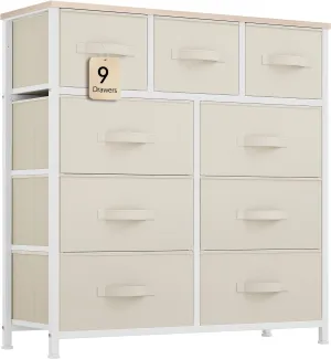 YITAHOME Dresser for Bedroom with 9 Drawers - Organizer Unit for Living Room, Hallway, Closets (Cream White)