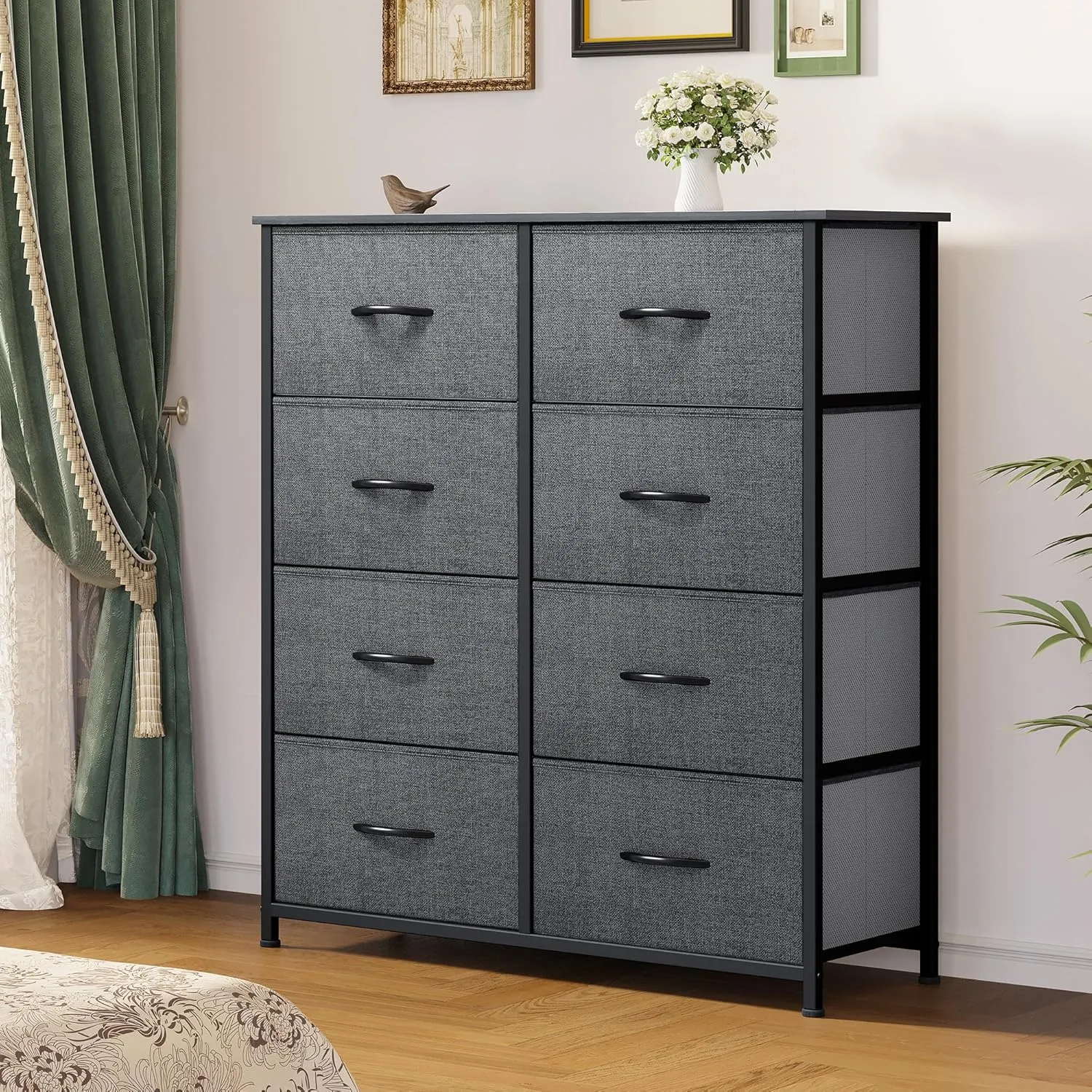 YITAHOME Dresser with 8 Drawers - Fabric Storage Tower, Organizer Unit for Bedroom, Living Room, Hallway, Closets & Nursery - Sturdy Steel Frame, Wooden Top & Easy Pull Fabric Bins (Charcoal)