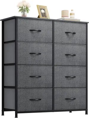 YITAHOME Dresser with 8 Drawers - Fabric Storage Tower, Organizer Unit for Bedroom, Living Room, Hallway, Closets & Nursery - Sturdy Steel Frame, Wooden Top & Easy Pull Fabric Bins (Charcoal)