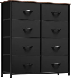 YITAHOME Dresser with 8 Drawers, Tall Storage Drawers, Black Dresser & Chest of Drawers, Storage Drawer Organizer for Closet, Bedroom, Living Room